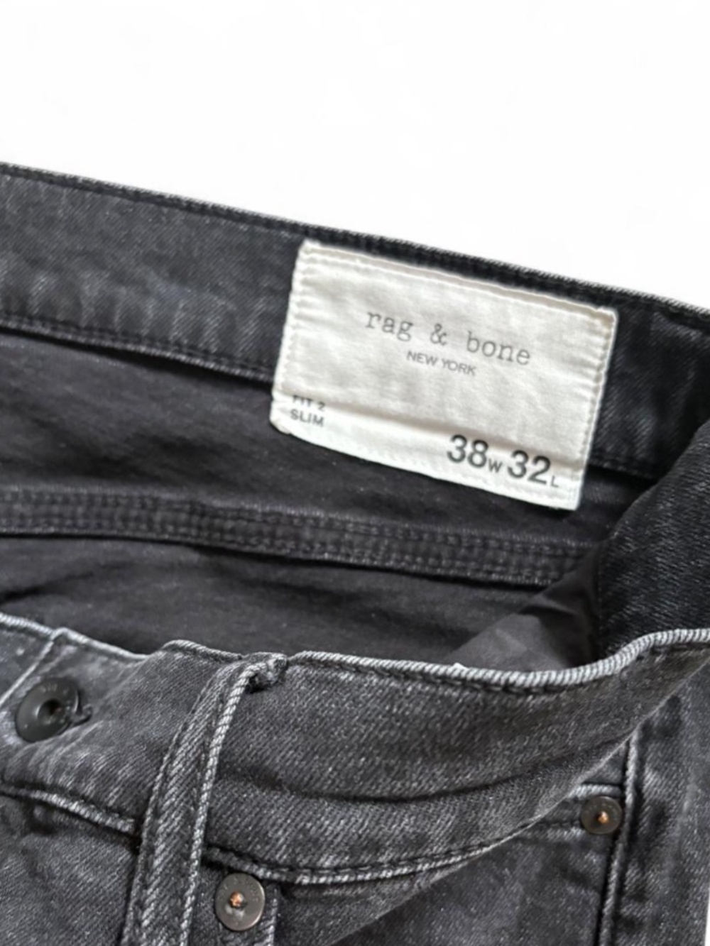 Men’s Rag & Bone Fit 2 Authentic Stretch Jeans in a Washed Black - Picture 4 of 8